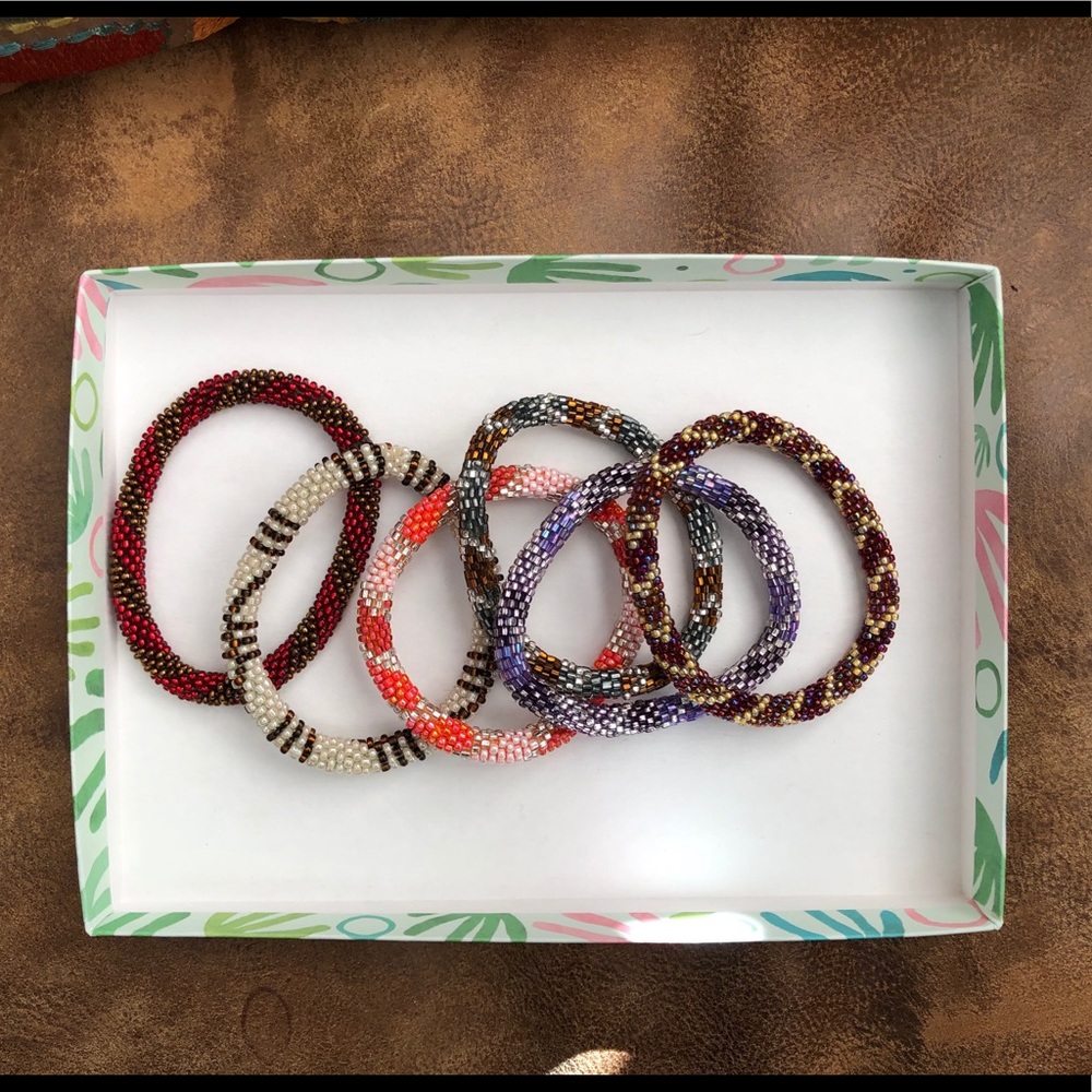 6 beaded bracelets